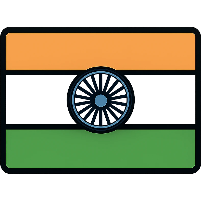 Indian flag with saffron, white, and green horizontal stripes and blue Ashoka Chakra wheel in the center emoji