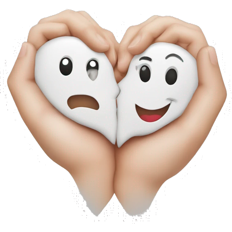 Hand heart shape with couple kissing on the back  emoji