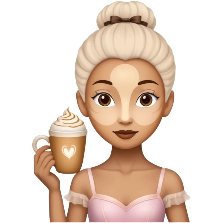 Bailarina de ballet con cabeza de un café capuchino emoji