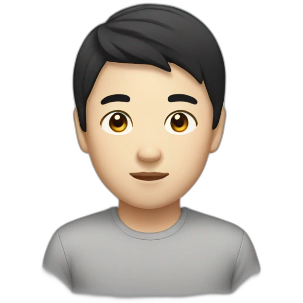 Asian with small eyes short black hair emoji