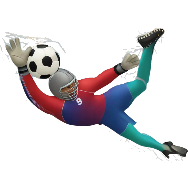 Football goalkeeper diving to save a shot emoji