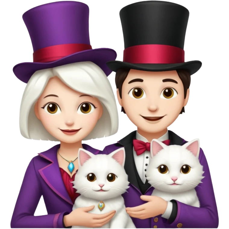 magician couple and their pet cat emoji