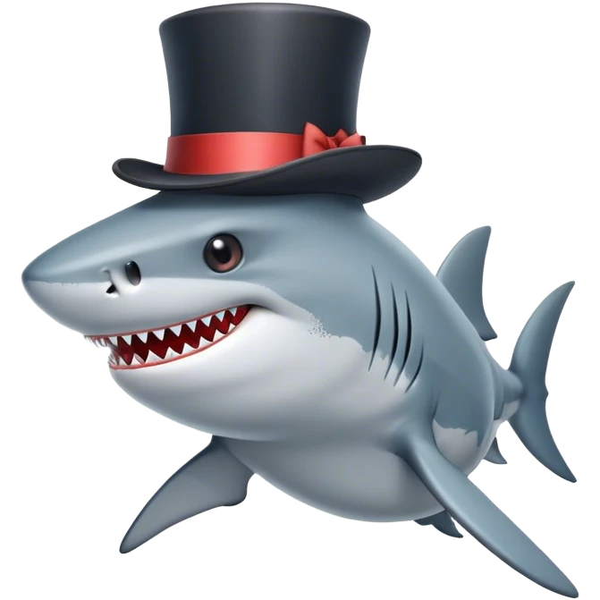 Shark with a top hat emoji