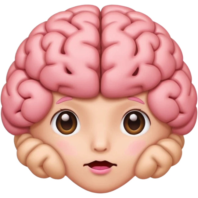 brain with cute face emoji