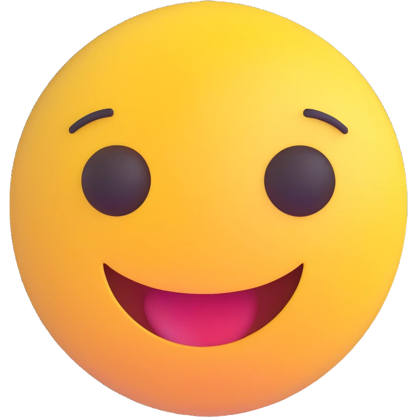 smile icon, 3D emoji style, cheerful and bright emoji