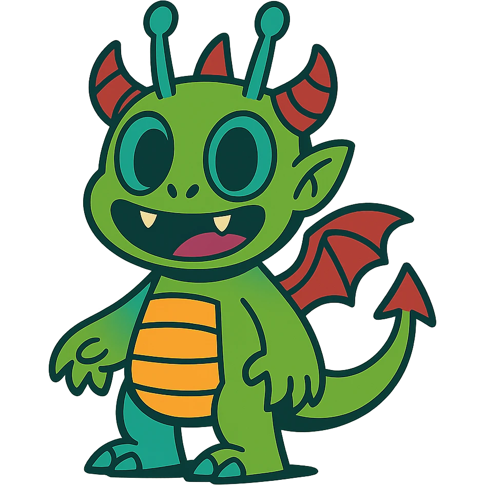 kid character that is 20% dragon, 60% alien, and 20% demon emoji