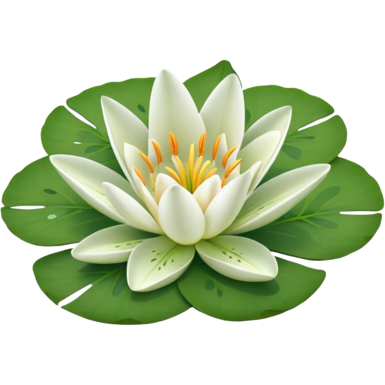 a pretty lily flower on a green circle lilypad emoji