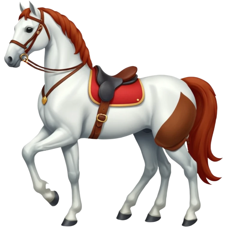 Christmas white horse with red saddle a full-length  emoji