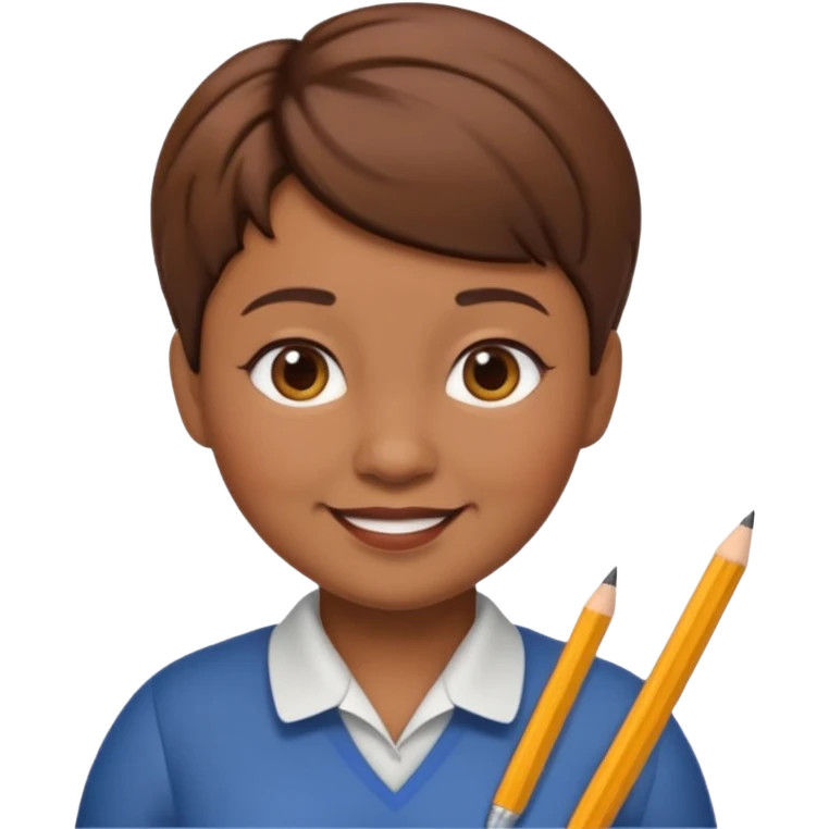 classic teacher emoji but fatter and with a brown pixie cut emoji
