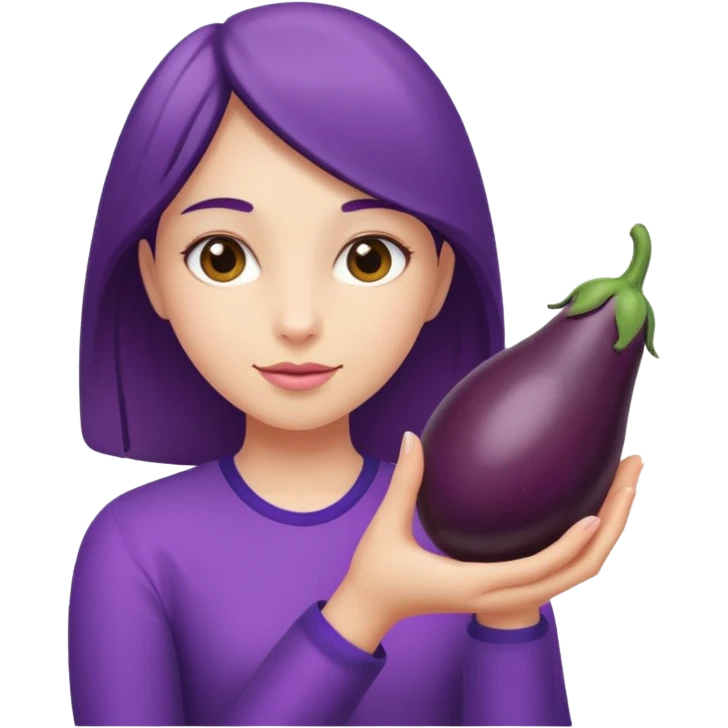 girl holding brinjal emoji