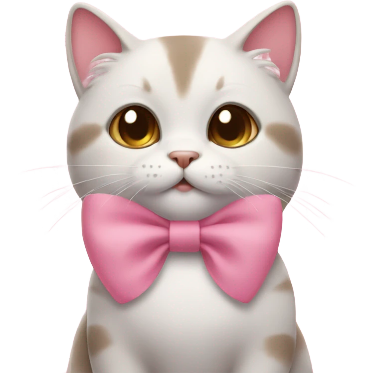 cat with blushing cheeks and pink bow emoji