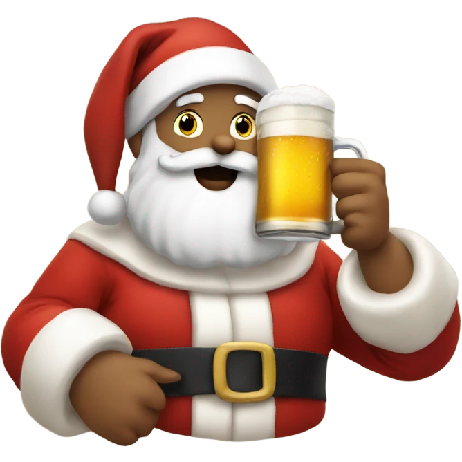 Santa drinking beer emoji