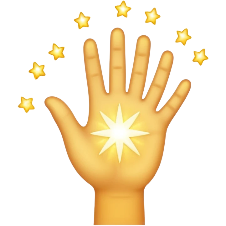 glowing hand with sparkles representing healing soft emoji style emoji