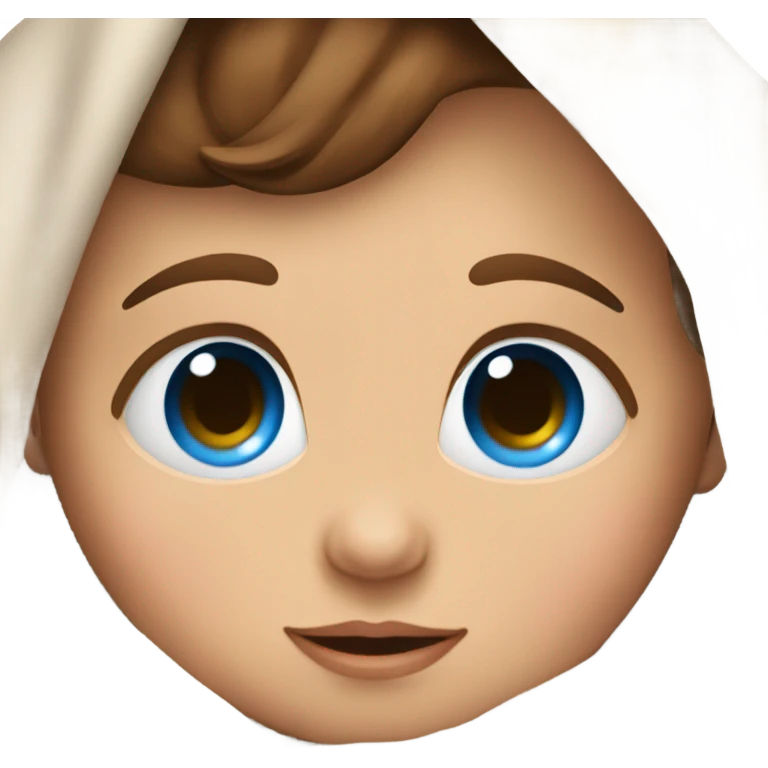 blue-eyed brown haired baby in cradle emoji