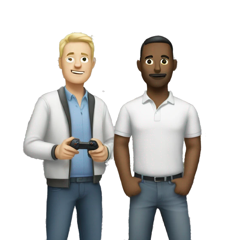 two white men play video games emoji