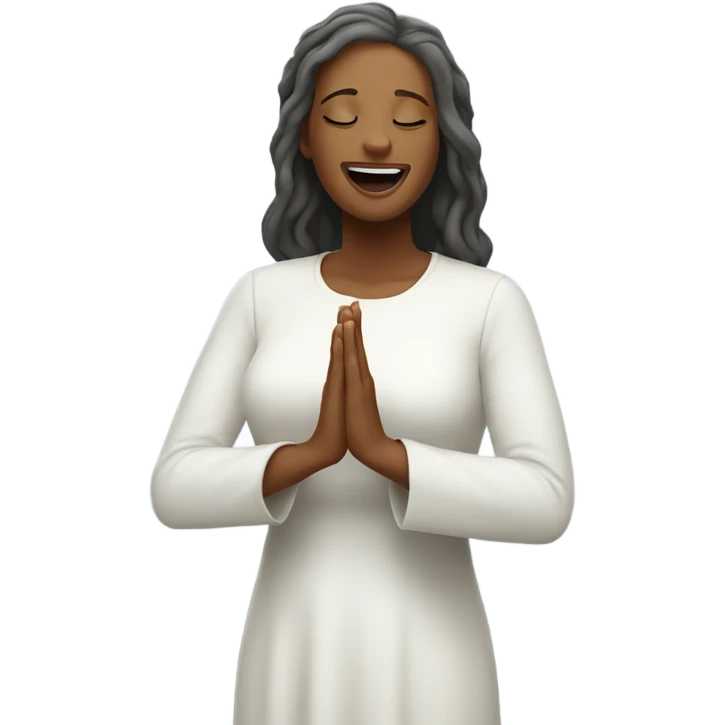 White Woman praising god emoji