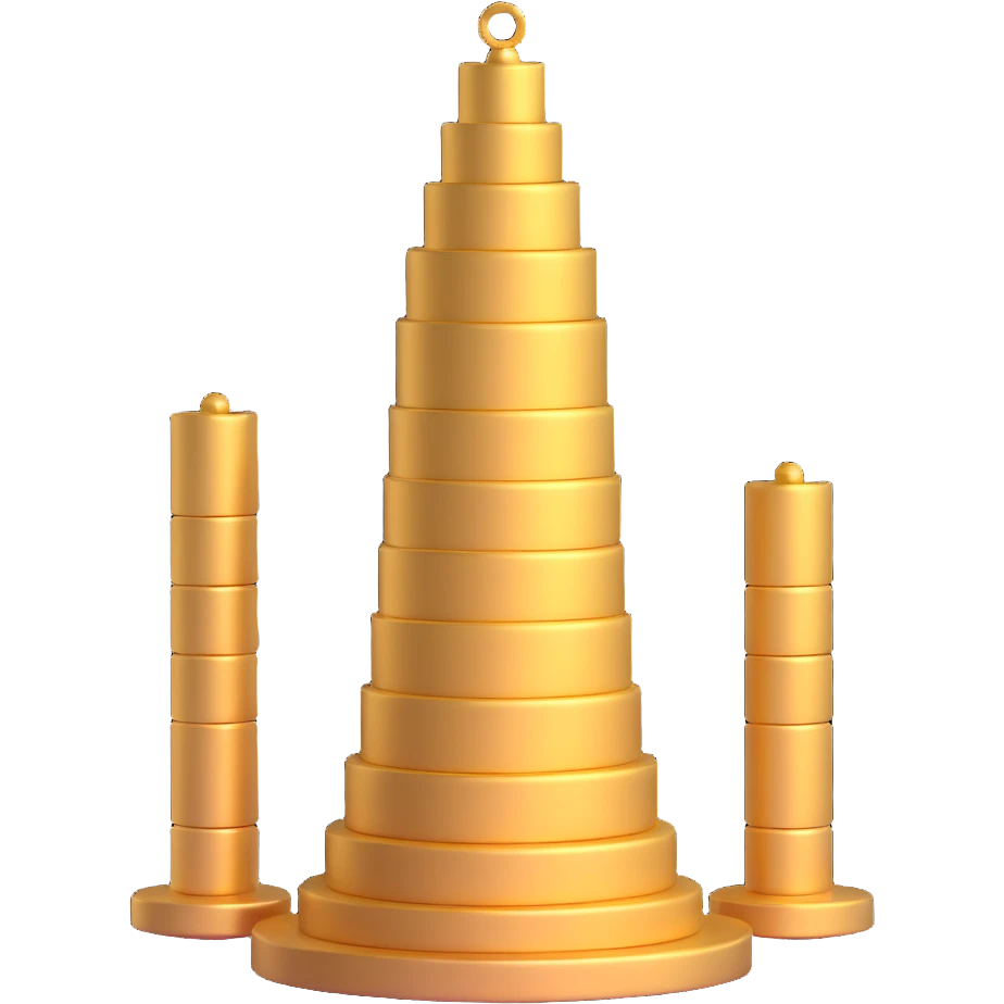 Google Sycamore quantum computer golden tower with stacked circular disks connected by tubes emoji