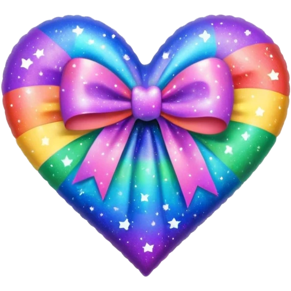 heart with a galaxy, rainbow bow with heart pattern on the bow emoji