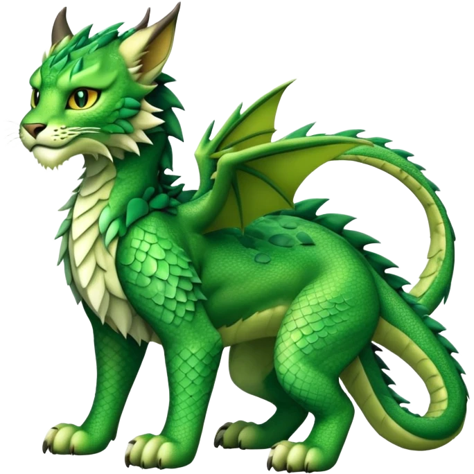 Green Dragon-type Fakémon-Lynx full body emoji