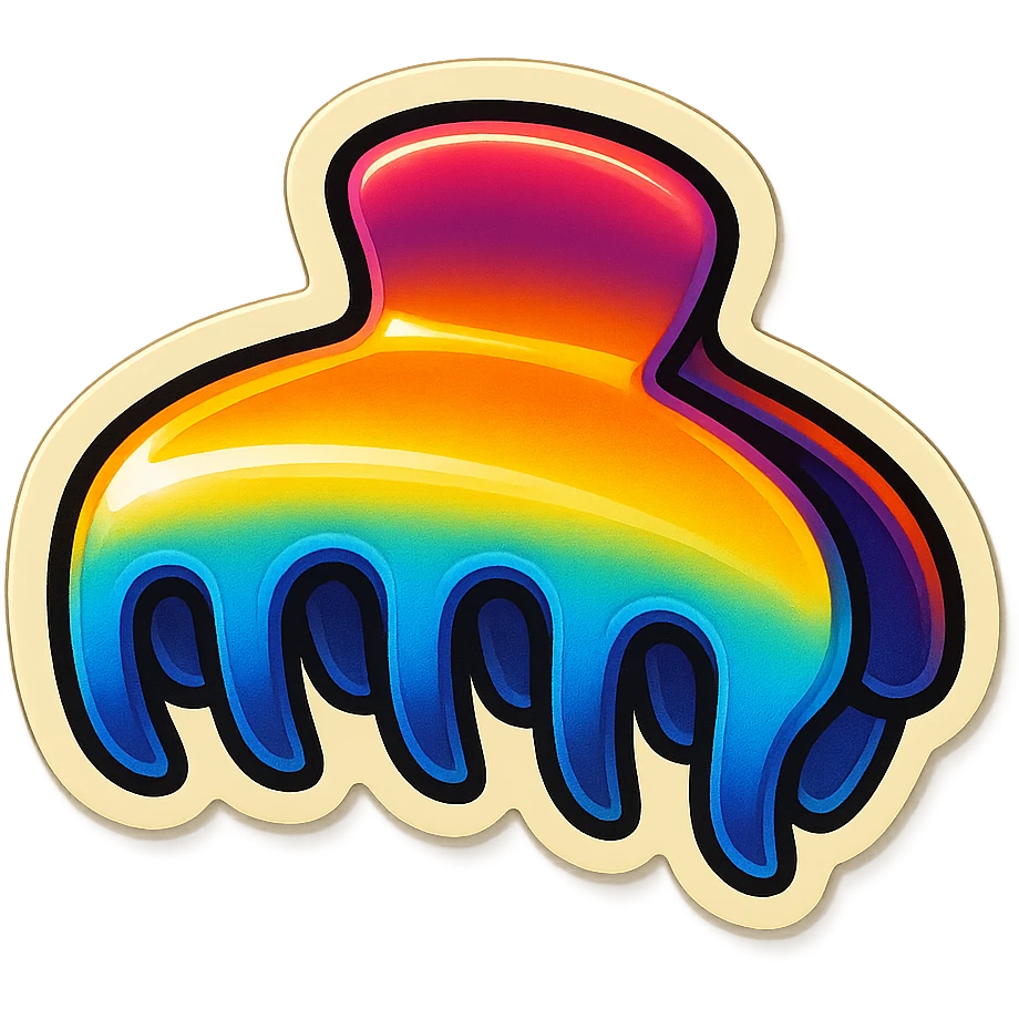 hairclip, nostalgic and bold, retro stickers style emoji