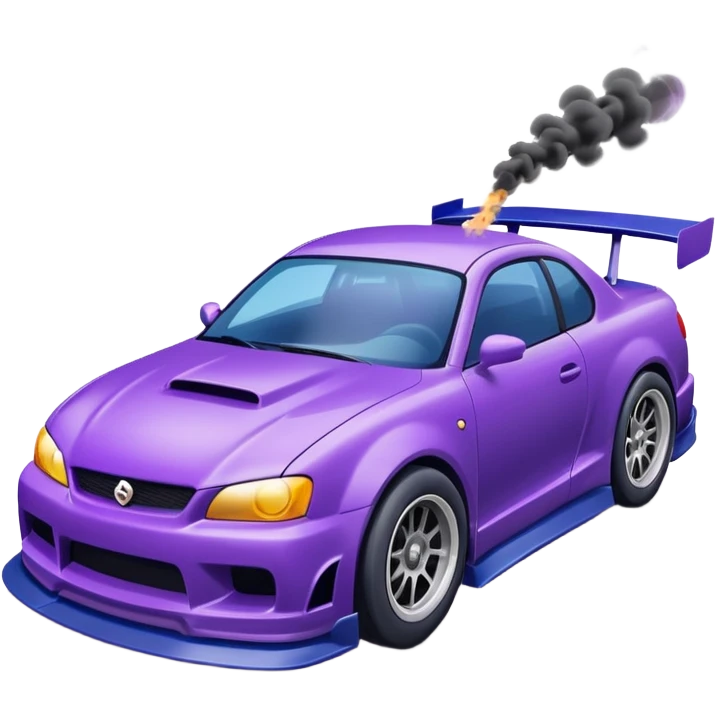 Purple and navy blue car doing a drift. emoji