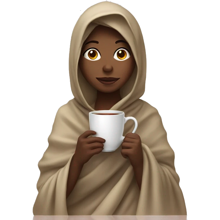 girl wrapped in blanket drinking tea emoji