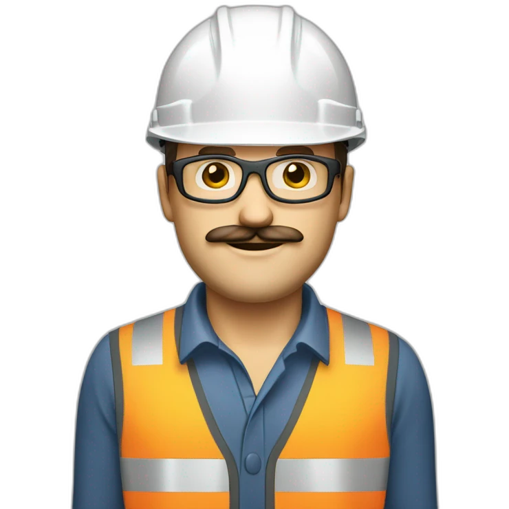Construction engineer with safety glasses Caucasian with moustache emoji