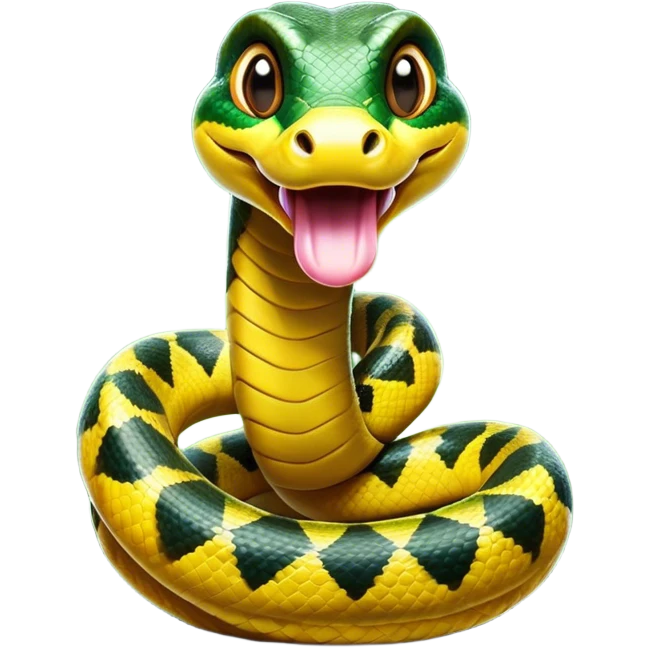 Cinematic Comical Anaconda Portrait Emoji, Head tilted dramatically with an exaggeratedly shocked expression, featuring a robust, patterned body with wide, comically expressive eyes full of humorous disbelief, Simplified yet hilariously expressive features, highly detailed, glowing with a slightly sassy jungle glow, high shine, dramatic yet playful, stylized with an air of quirky reptilian attitude, soft glowing outline, capturing the essence of a meme-worthy anaconda that looks ready to side-eye its way into viral fame! emoji