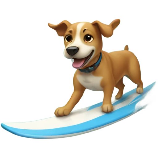 A dog surfing a wave in the summer emoji