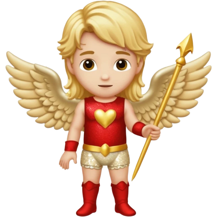 Cupid, God of Love from Gods and Goddesses with long golden blonde hair, cream sequin outfit emoji