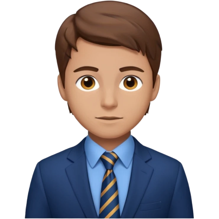 young man with brown hair in a blue navy suit emoji
