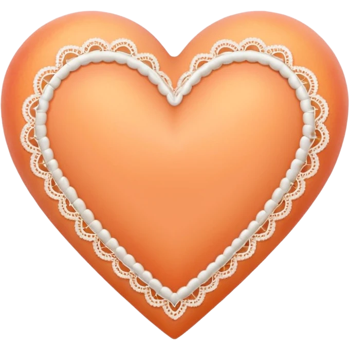 cute peach colored heart with lace trimming emoji