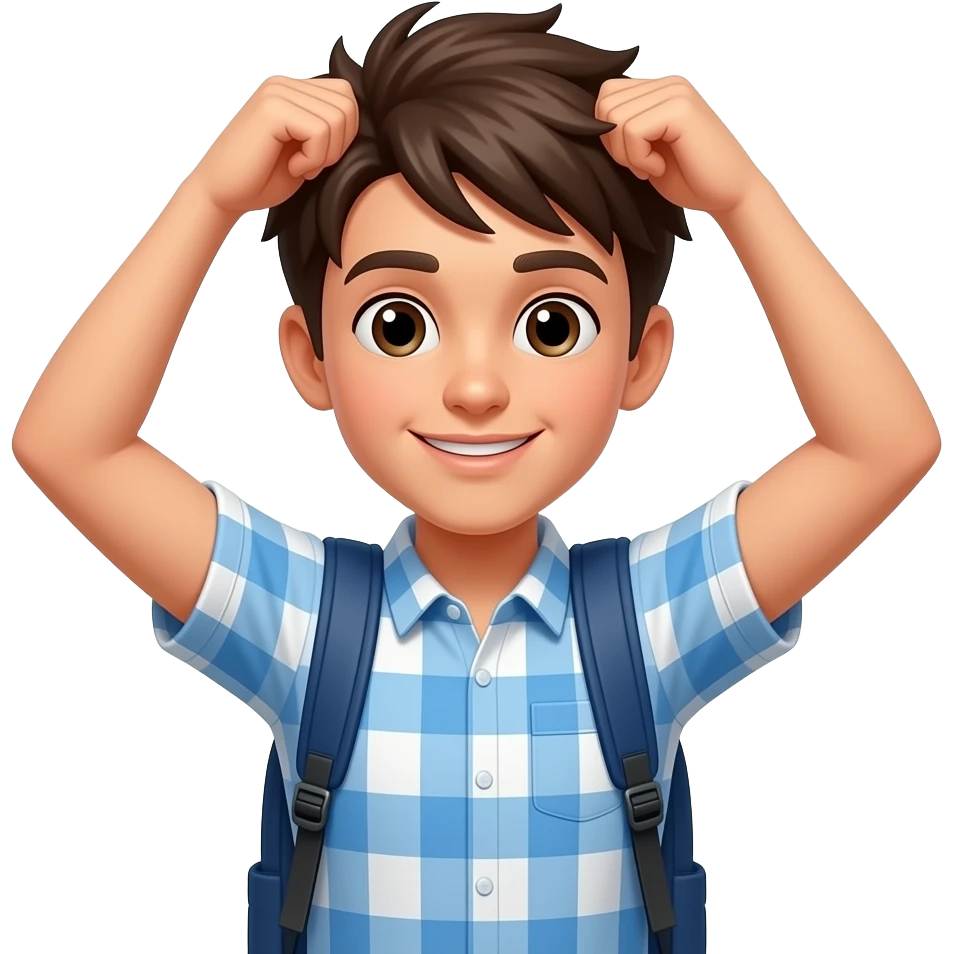 Hair style change and school bag emoji