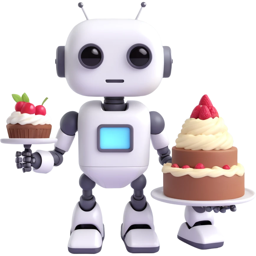 The cute robot and dessert, 3d emoji emoji
