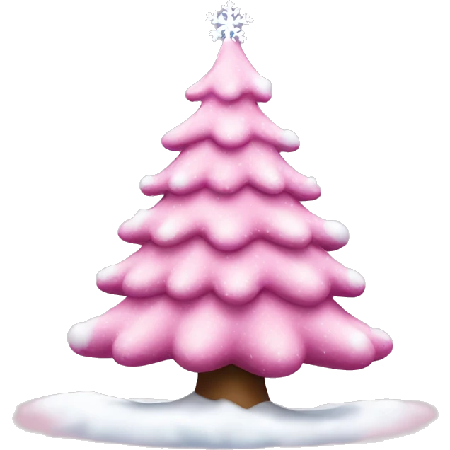 Pink christmas tree with snow emoji