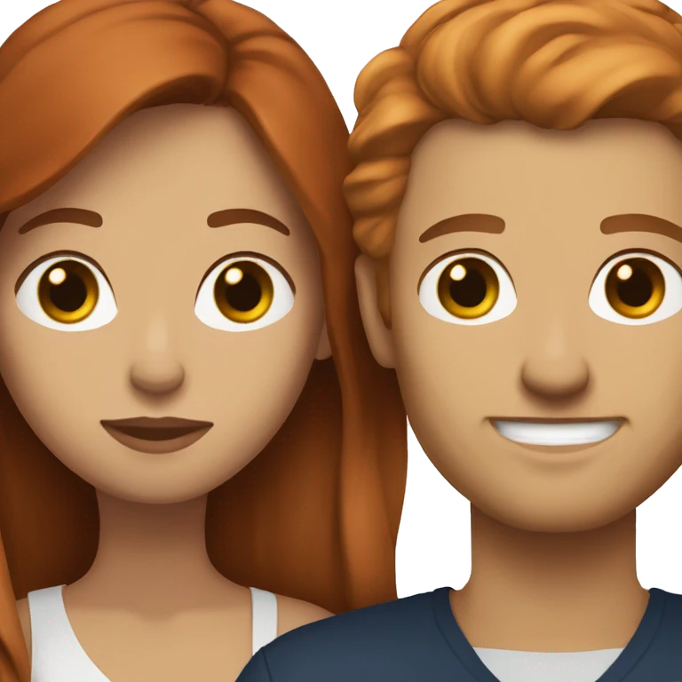 Auburn hair woman with brunette white man emoji