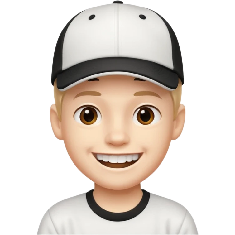 smiling schoolboy with large front teeth and a black baseball cap emoji