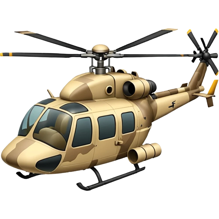 Desert camo helicopter with cannon emoji