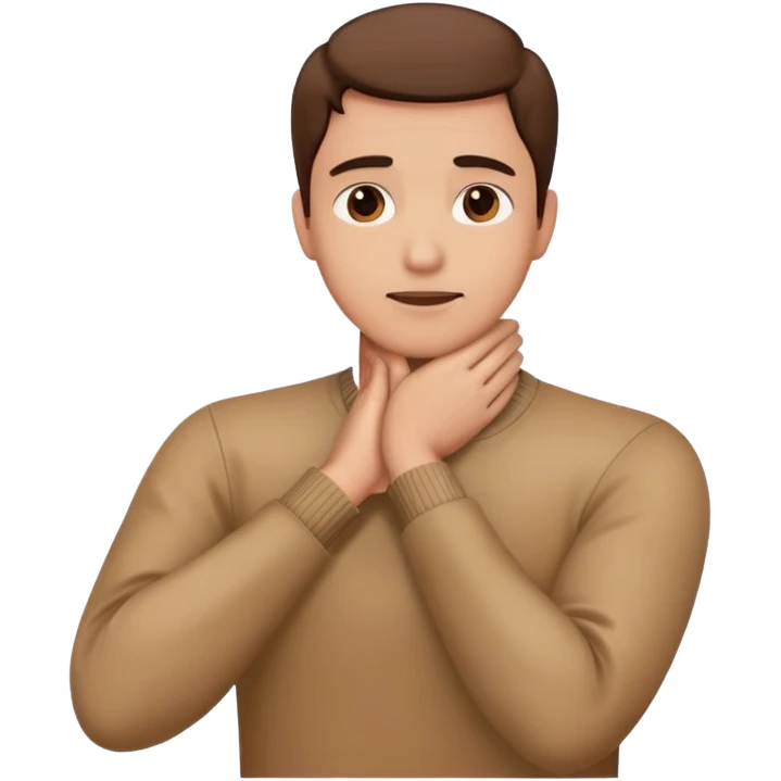 Guy crossing his hands holding his neck emoji