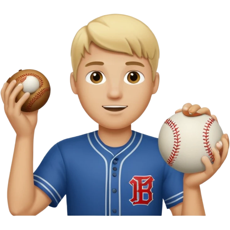 Blonde College guy holding up a baseball emoji