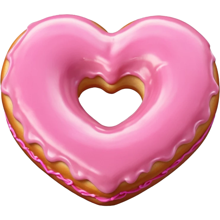 Realistic isolated heart shaped donut with pink frosting. emoji