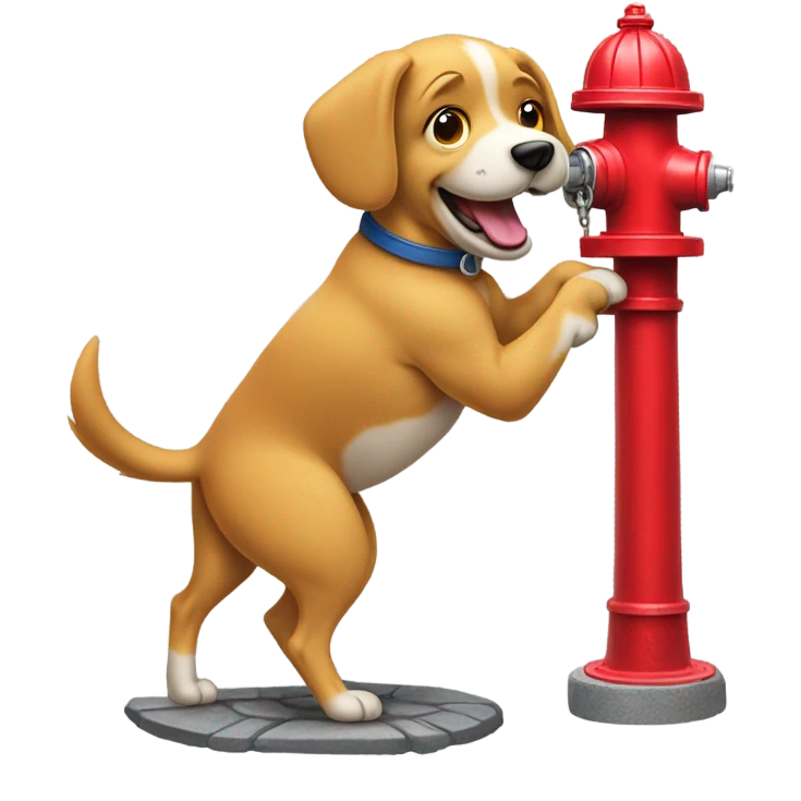 Dog peeing on fire hydrant emoji