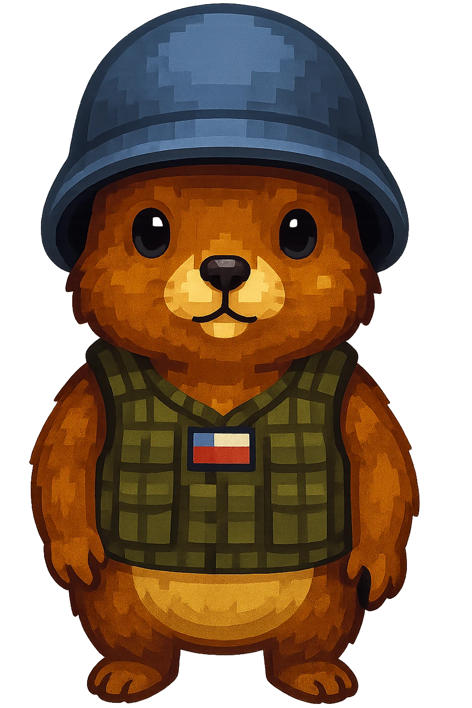 Create a pixel art style gopher wearing a different style of helmet, with no background. emoji