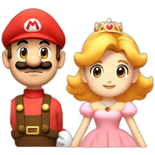 Weading Mario and peach emoji
