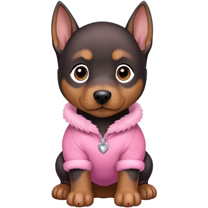 Doberman puppy wearing a pink outfit  emoji