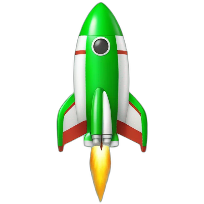 rocket emoji with green fins and green trim emoji