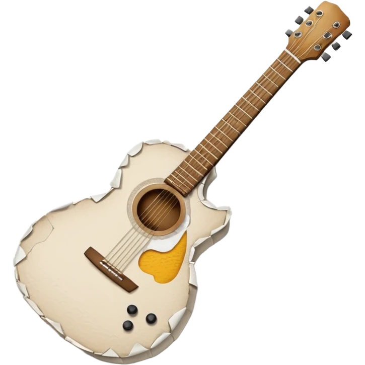 paper acoustic guitar with white paper tears & rips over it emoji