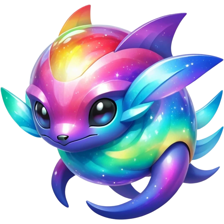  Shiny sparkly transparent exotic tropical iridescent colorful nebula rainbow gradients cyber-Protogen-Fakémon-Pokémon-Vernid-creature emoji