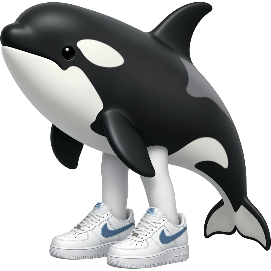 Orca 🫍 con zapatos Nike air force blancos emoji