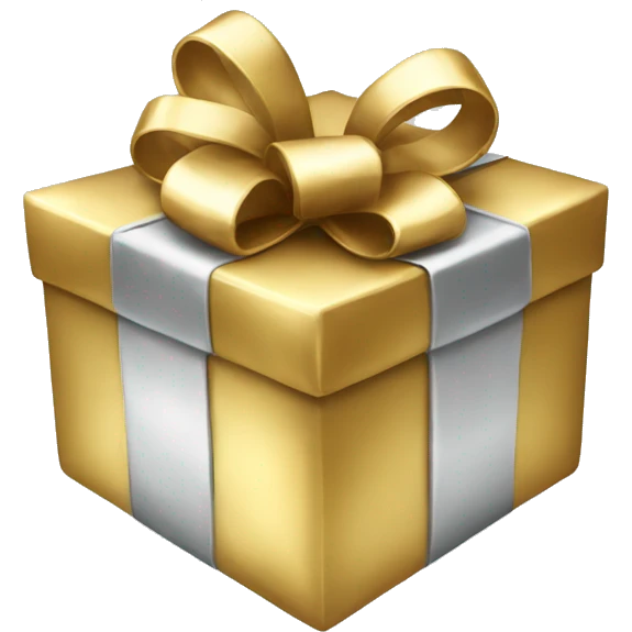 Christmas present gold and silver emoji